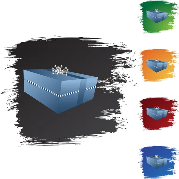 Caja de regalo botón web — Vector de stock