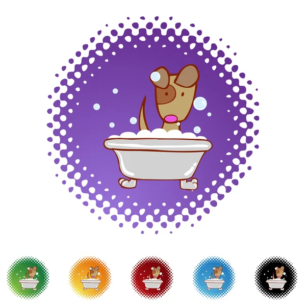 Chiot dans le bouton web Bath — Image vectorielle