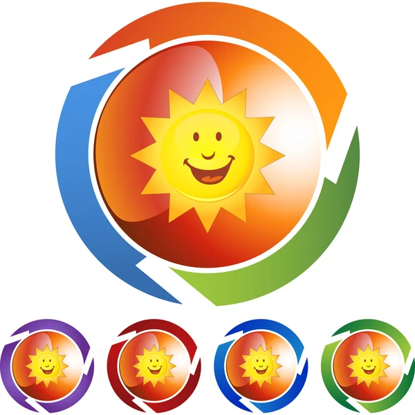 Sonriente icono web Sol — Archivo Imágenes Vectoriales