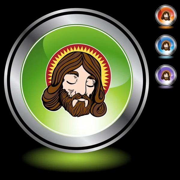 Jesus face icon button — Stock Vector