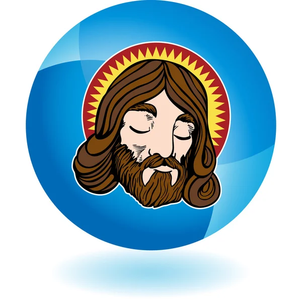 Jesus face icon button — Stock Vector