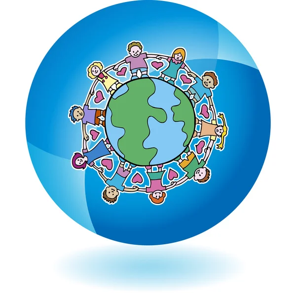 全球孩子团结这个星球 — 图库矢量图片