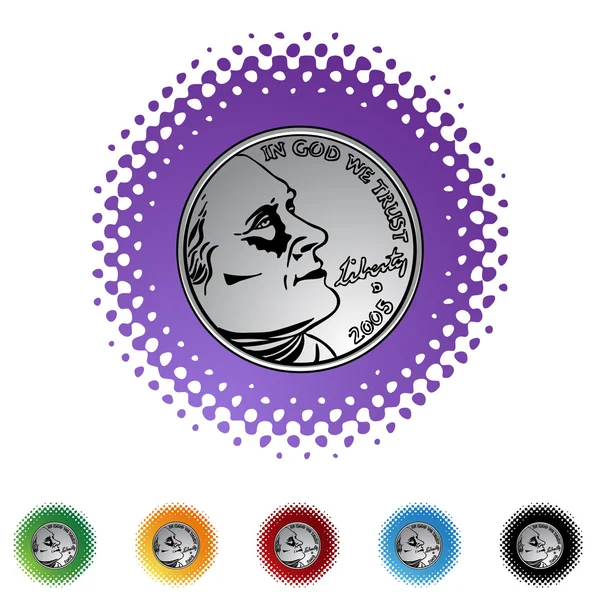 Dinero moneda botón web — Vector de stock