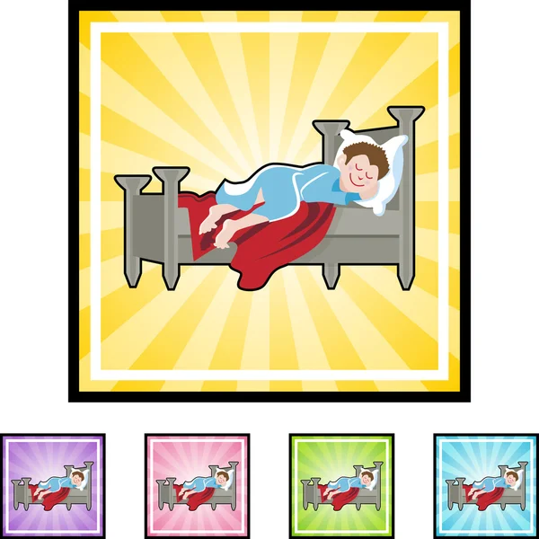 睡在床上的男人 — 图库矢量图片
