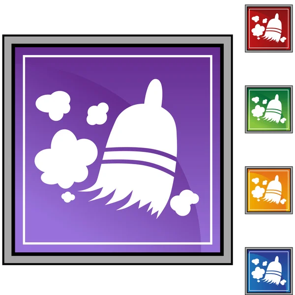 Sweeping Broom icon button — Stock Vector