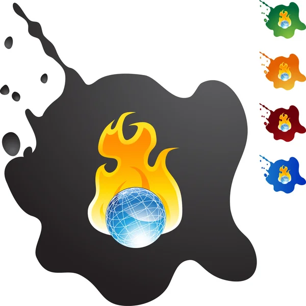 Bouton Web Globe brûlant — Image vectorielle