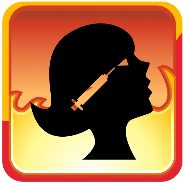 Mujer con toxina botulínica en la cabeza — Vector de stock