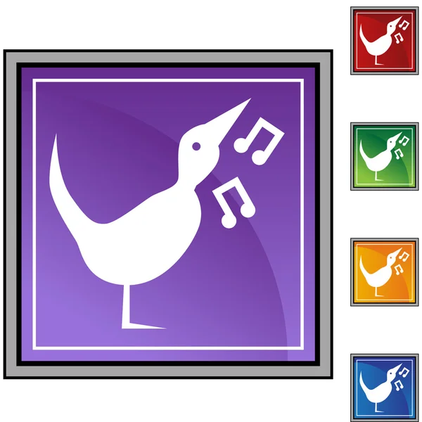 Cantando o botão ícone de pássaro — Vetor de Stock