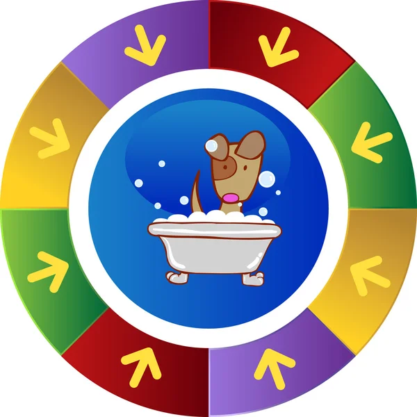 Puppy in Bath web button — Stock Vector