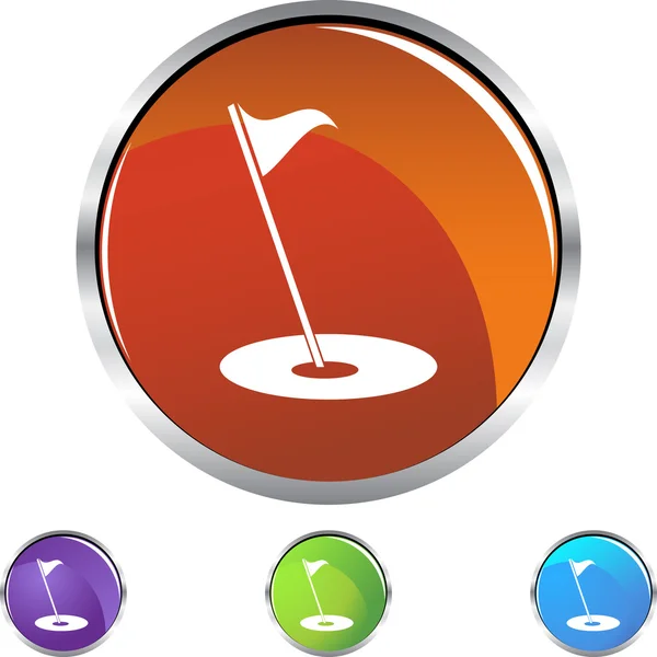 Golf vlag web knop — Stockvector