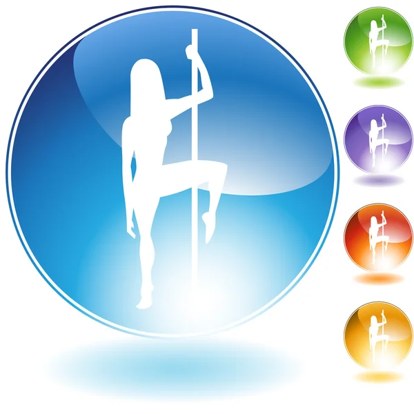 Female Pole Dancer Crystal Icon — Stock Vector