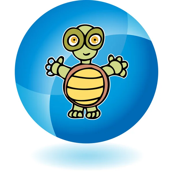 Tortuga botón web — Vector de stock