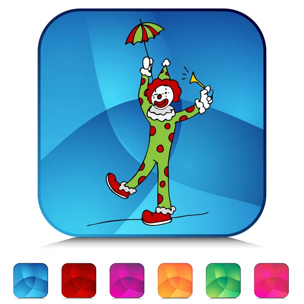 Circus Clown Shiny Button Set — Stock Vector