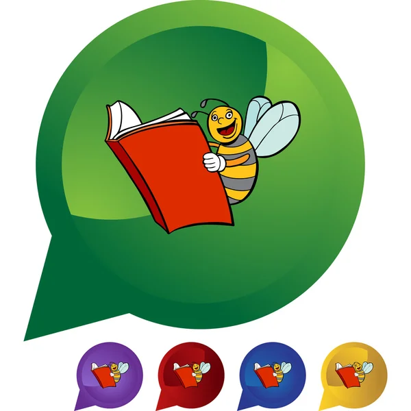 Бджола читання веб кнопку — стоковий вектор