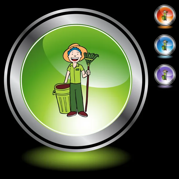 Gardener icon button — Stock Vector