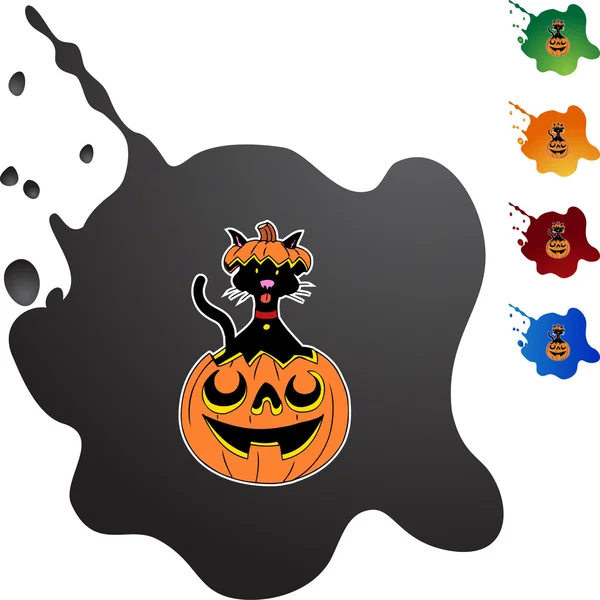 Halloween botão gato — Vetor de Stock