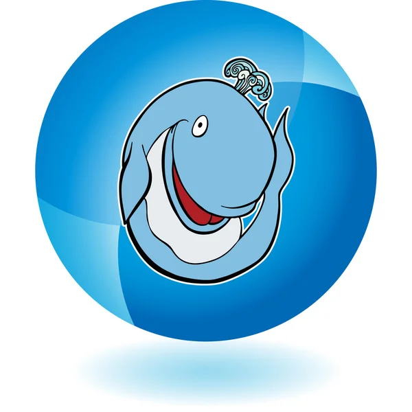Whale web button — Stock Vector