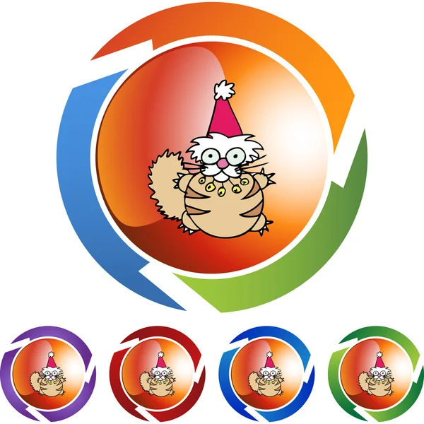 Ikona webové vánoční kočka — Stockový vektor