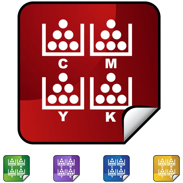 Utskrift av CMYK-knappen — Stock vektor