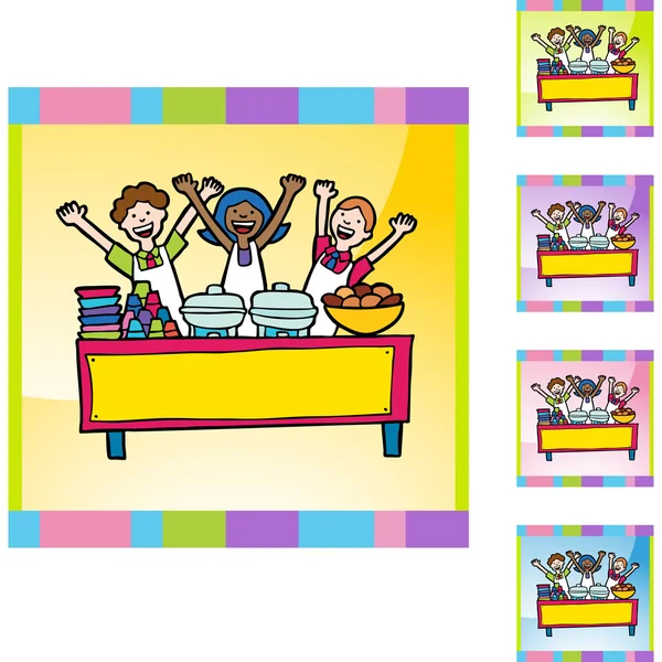 Niños en Buffet icono web — Vector de stock