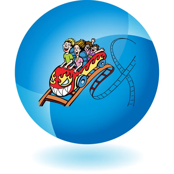 Personnes Rollercoaster bouton — Image vectorielle