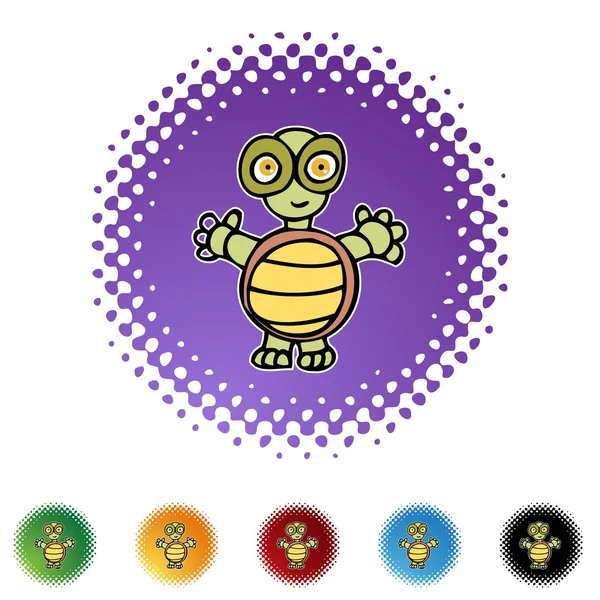 Tortuga botón web — Vector de stock