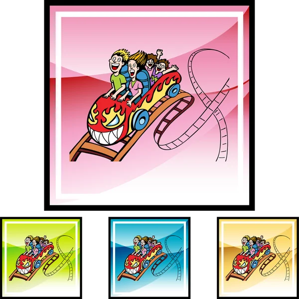 Personnes Rollercoaster bouton — Image vectorielle