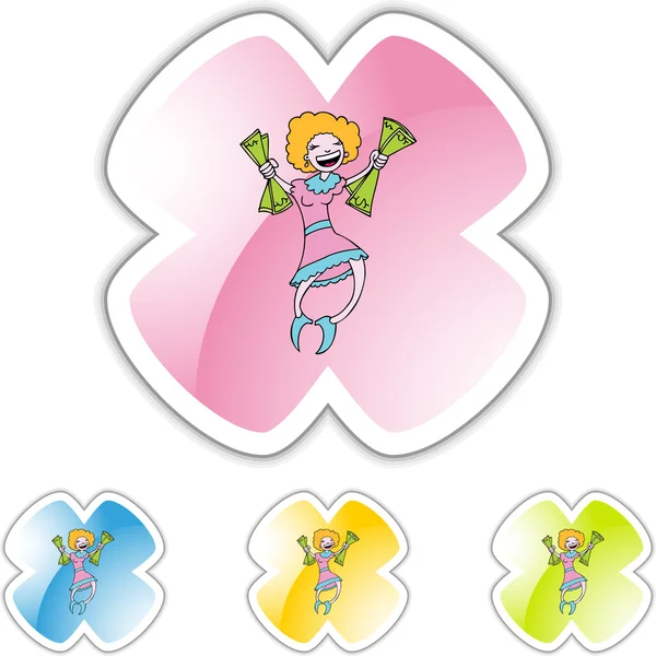 mutlu bir kadın tutarak para