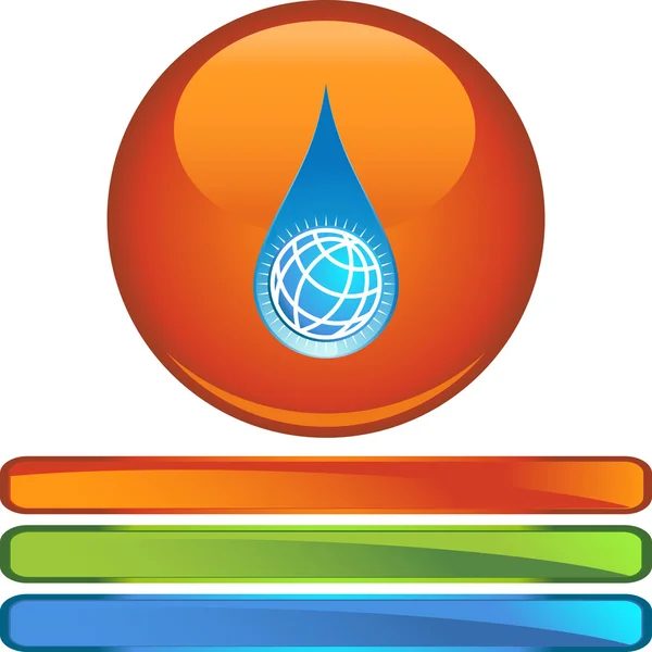 水ドロップ世界 web ボタン — ストックベクタ