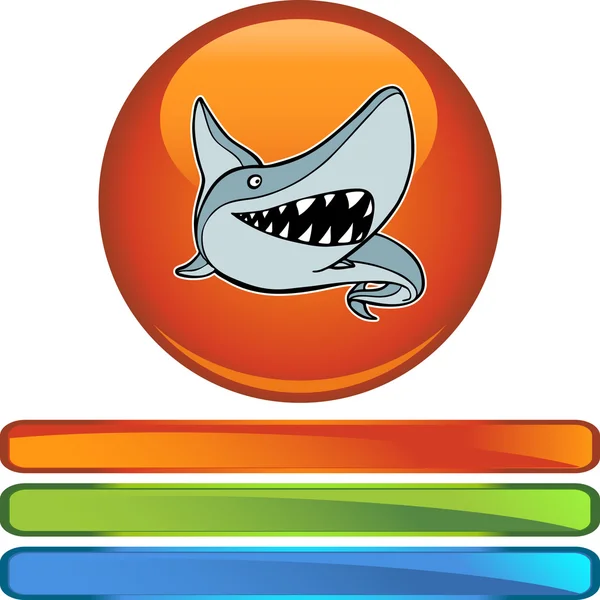 Shark web button — Stock Vector