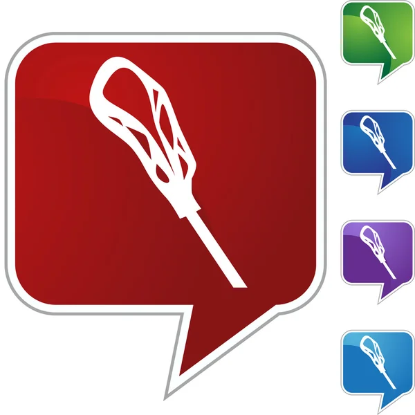 Lacrosse stick icon button Stock Illustration