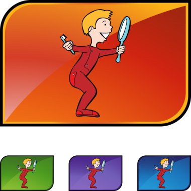 Adam dişlerini fırçalıyor.