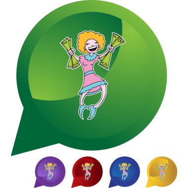 mutlu bir kadın tutarak para