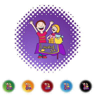 Web simgesi limonata standı ve çocuklar