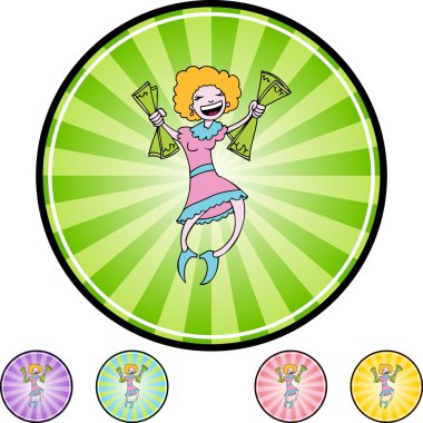 mutlu bir kadın tutarak para