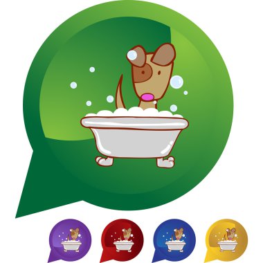 Banyo web düğme içinde köpek yavrusu