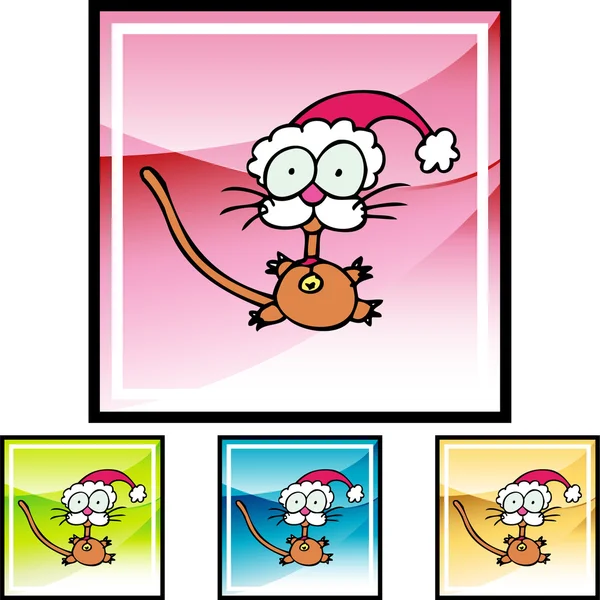 Little Cat in Santa hat — Stock Vector