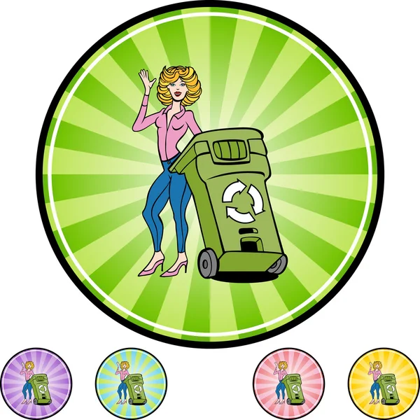 Recycling Woman web icon — Stock Vector