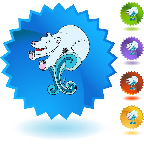 Polar Bear web button — Stock Vector