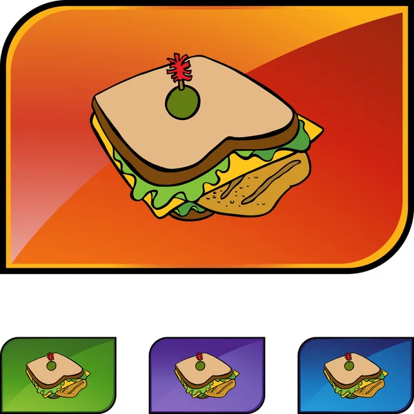 Hähnchen-Sandwich-Webbutton — Stockvektor