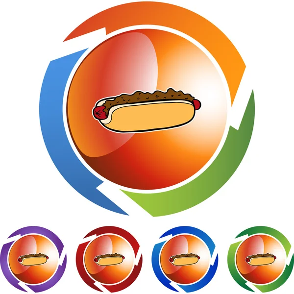 Chili perro icono botón — Vector de stock