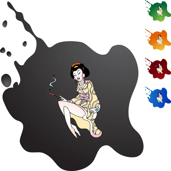 Bouton icône Geisha — Image vectorielle