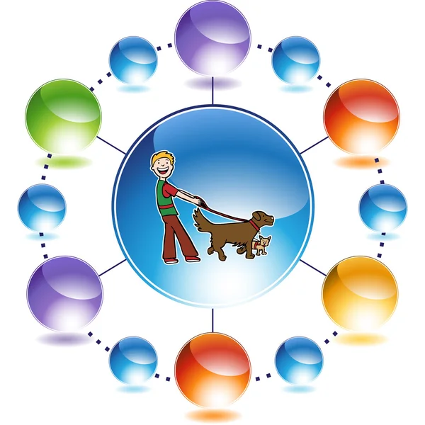 Perro Walker icono web — Archivo Imágenes Vectoriales