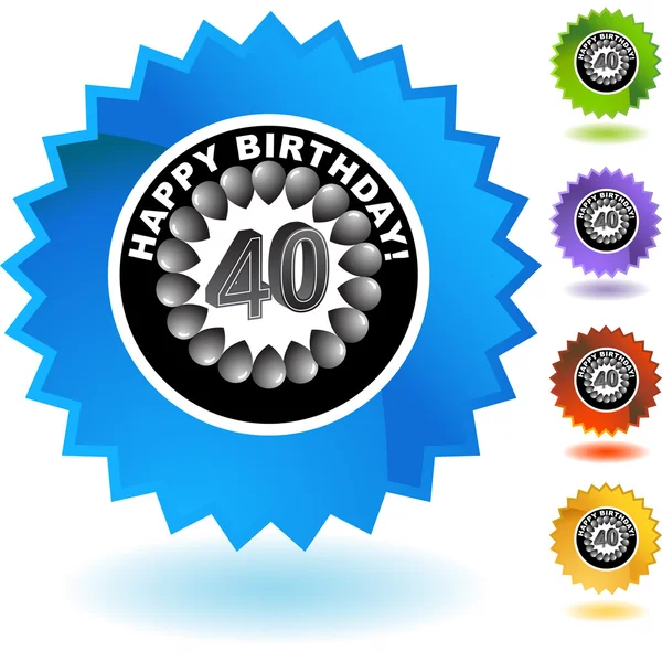 Zadowolony urodziny czterdzieści przycisk web — Wektor stockowy
