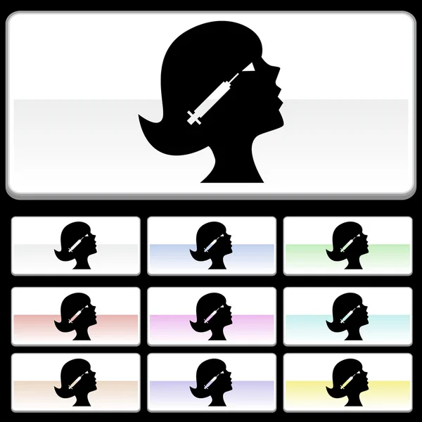 Woman with botulinum toxin in head — Stock Vector