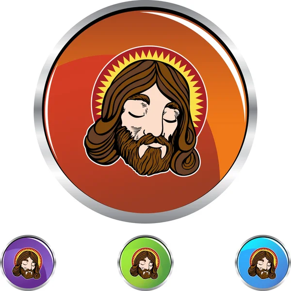 Jezus twarz ikona przycisku — Wektor stockowy