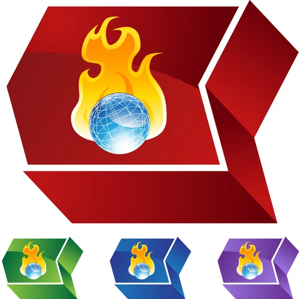 Burning Globe botão web —  Vetores de Stock