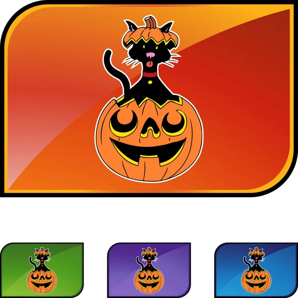 Halloween Cat button — Stock Vector