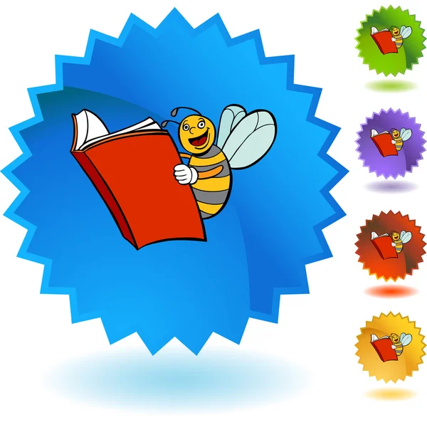 Bee Reading web button — Stock Vector