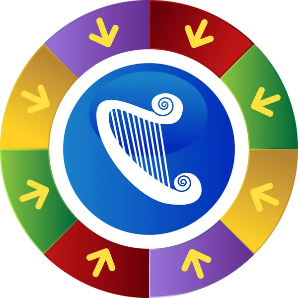 Harp web knop — Stockvector